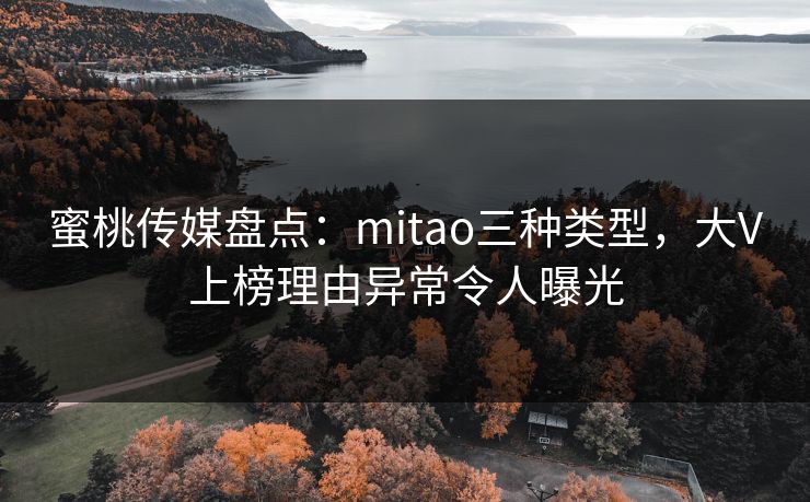 蜜桃传媒盘点：mitao三种类型，大V上榜理由异常令人曝光