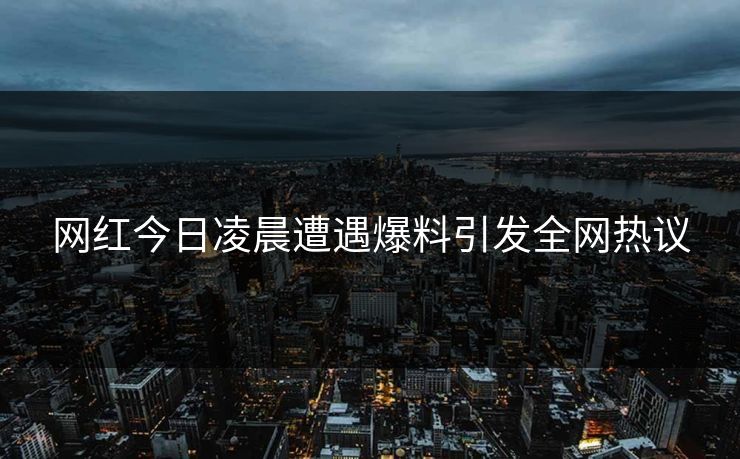 网红今日凌晨遭遇爆料引发全网热议