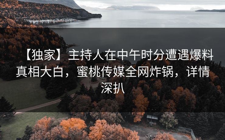 【独家】主持人在中午时分遭遇爆料真相大白，蜜桃传媒全网炸锅，详情深扒