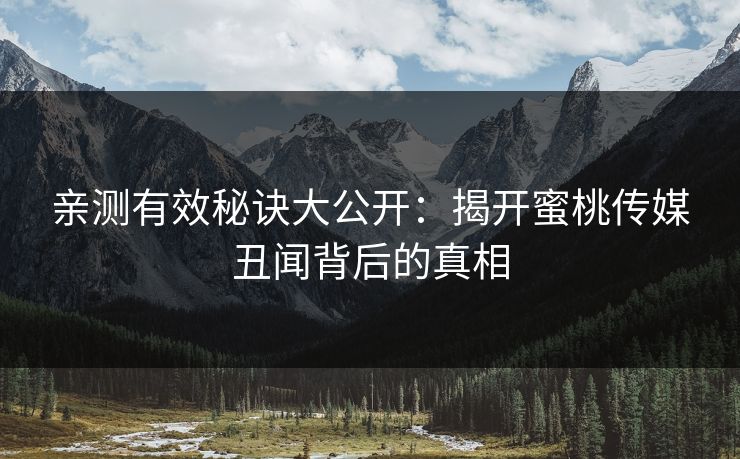 亲测有效秘诀大公开：揭开蜜桃传媒丑闻背后的真相