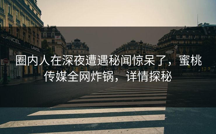 圈内人在深夜遭遇秘闻惊呆了，蜜桃传媒全网炸锅，详情探秘