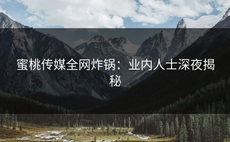 蜜桃传媒全网炸锅：业内人士深夜揭秘