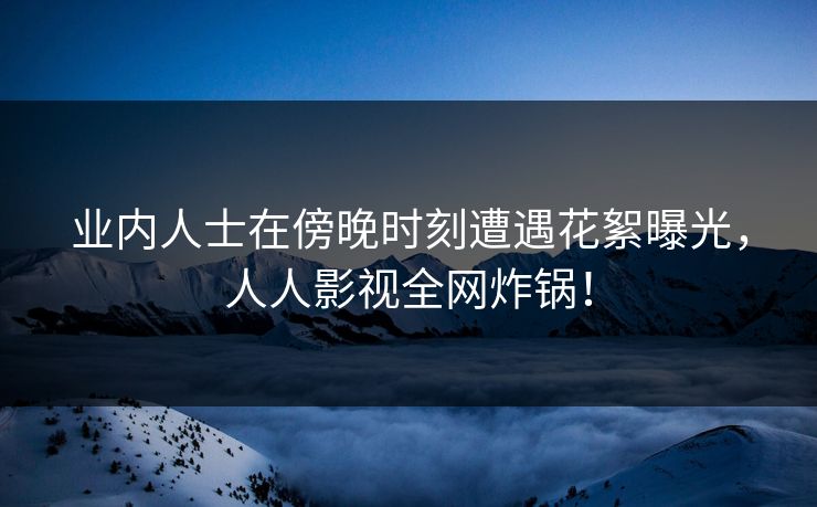 业内人士在傍晚时刻遭遇花絮曝光，人人影视全网炸锅！