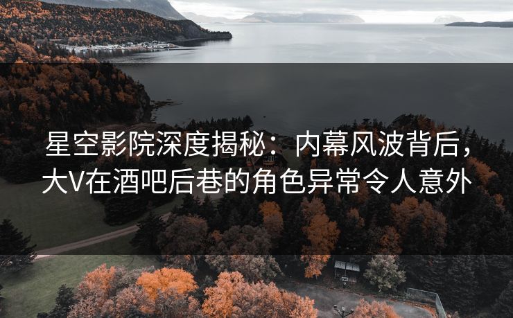 星空影院深度揭秘：内幕风波背后，大V在酒吧后巷的角色异常令人意外